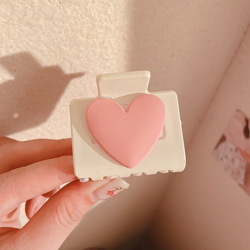 Kẹp Tóc Hình Trái Tim Màu Hồng Phong Cách Hàn Quốc Mới Cho Nữ