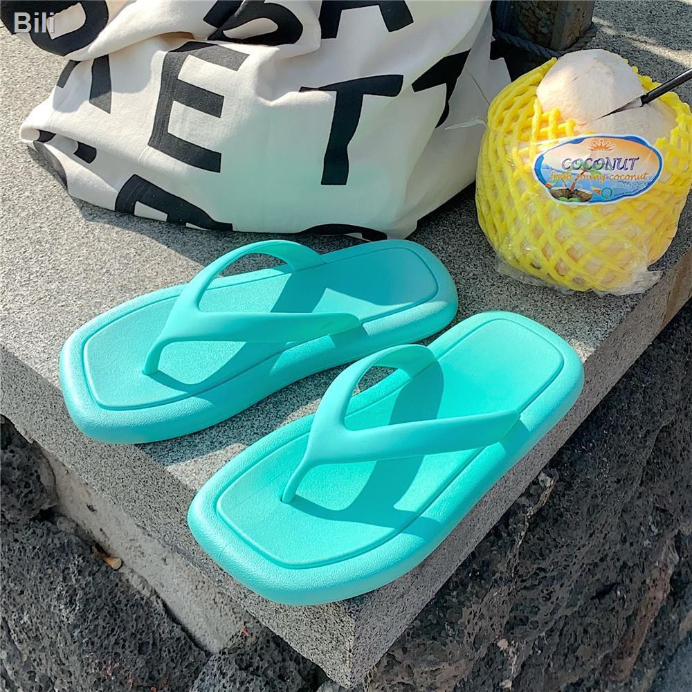 ▤◑✹] Sandals và dép đi trong nhà của phụ nữ mùa hè giải trí rắn màu đi biển giày đi biển dép tông