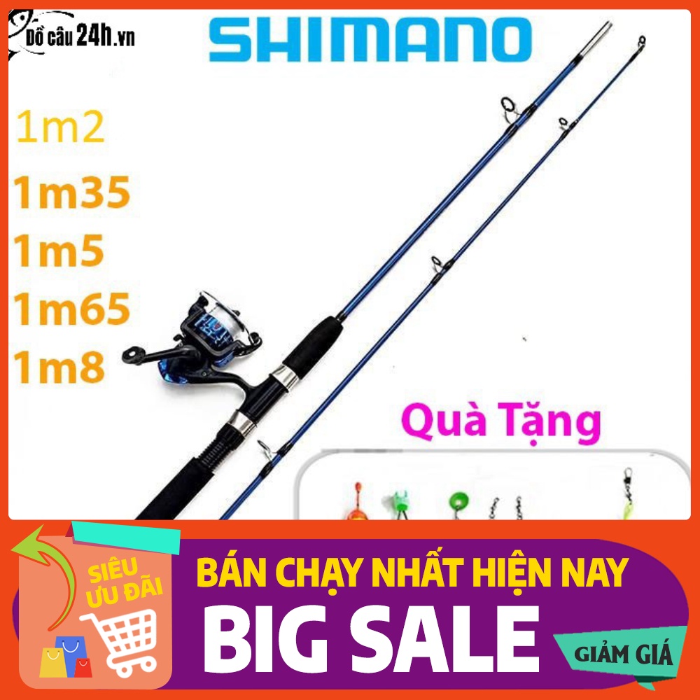 Bộ cần câu máy Shimano 2 khúc đặc 1m2 - 1m8 Cùng Phụ Kiện Đồ Câu Hoàng Sơn
