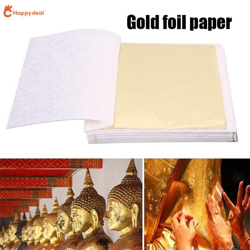 Happy golden 100pcs 24k decoration gold leaf foil decal creative durable wall