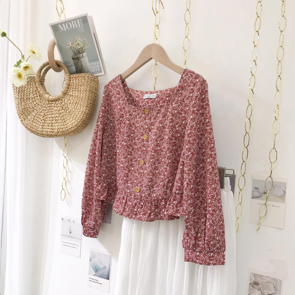 ÁO croptop cổ vuông hè 2021 hoa nhí | BigBuy360 - bigbuy360.vn