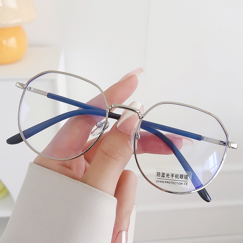 Mắt Kính Gọng Kim Loại Chống Tia Sáng Xanh Phong Cách retro