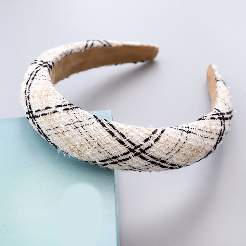 Băng Đô Cài Tóc Nhỏ Kẻ Sọc Caro Trắng Đen Cổ Điển Phong Cách Hàn Quốc Cho Nữ