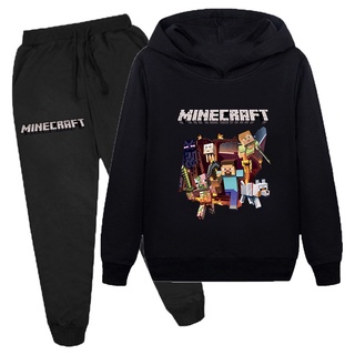 Set đồ áo hoodie tay dài và quần in hình Minecraft thời trang 2021 xinh xắn cho trẻ nhỏ