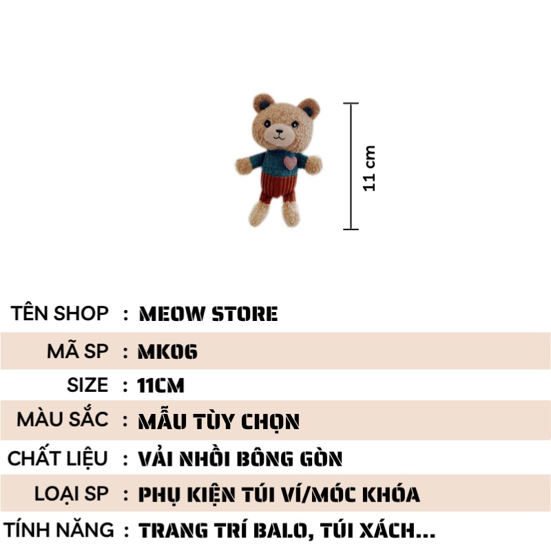 Móc khóa gấu bông đẹp giá rẻ trang trí balo túi xách học sinh MEOW STORE MK06