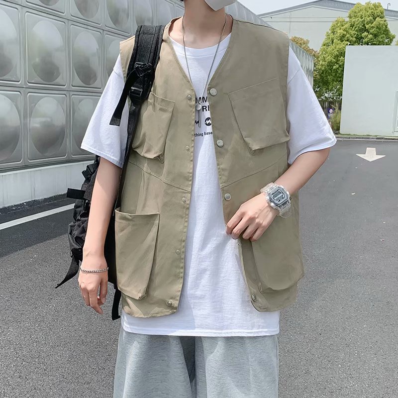 Áo Thun Không Tay Phong Cách Hip hop Harajuku Màu Trơn Gồm 3 Màu