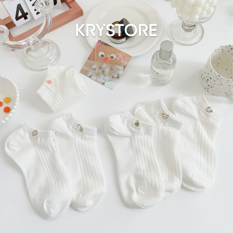Tất trắng ngắn cổ chất đẹp hình các con vật cute dễ thương NC02