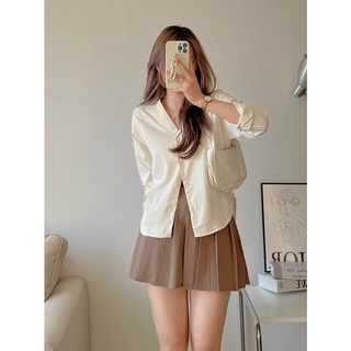 Áo sơ mi cổ vest chất lụa hàn dài tay