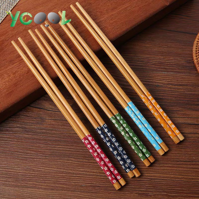 Bộ 10 đôi đũa tự nhiên họa tiết hoa anh đào phong cách nhật bản đũa gỗ