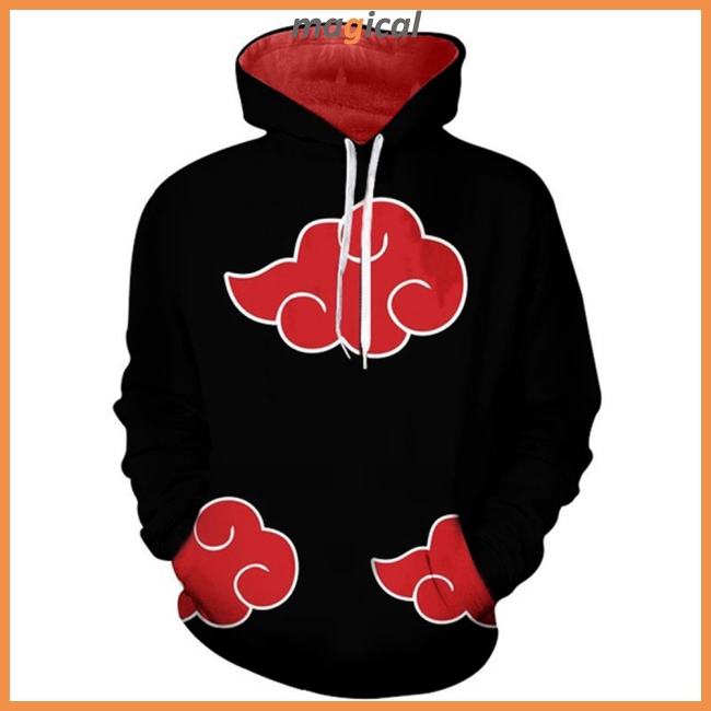 Áo hoodie thời trang unisex có nón tay dài in biểu tượng nhóm Akatsuki truyện Naruto