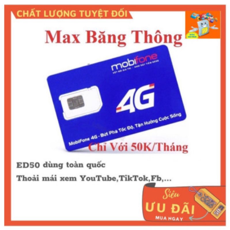 Sim ED60 , FD60 , CF60 Sim Mobifone  không giới hạn dung lượng toàn quốc