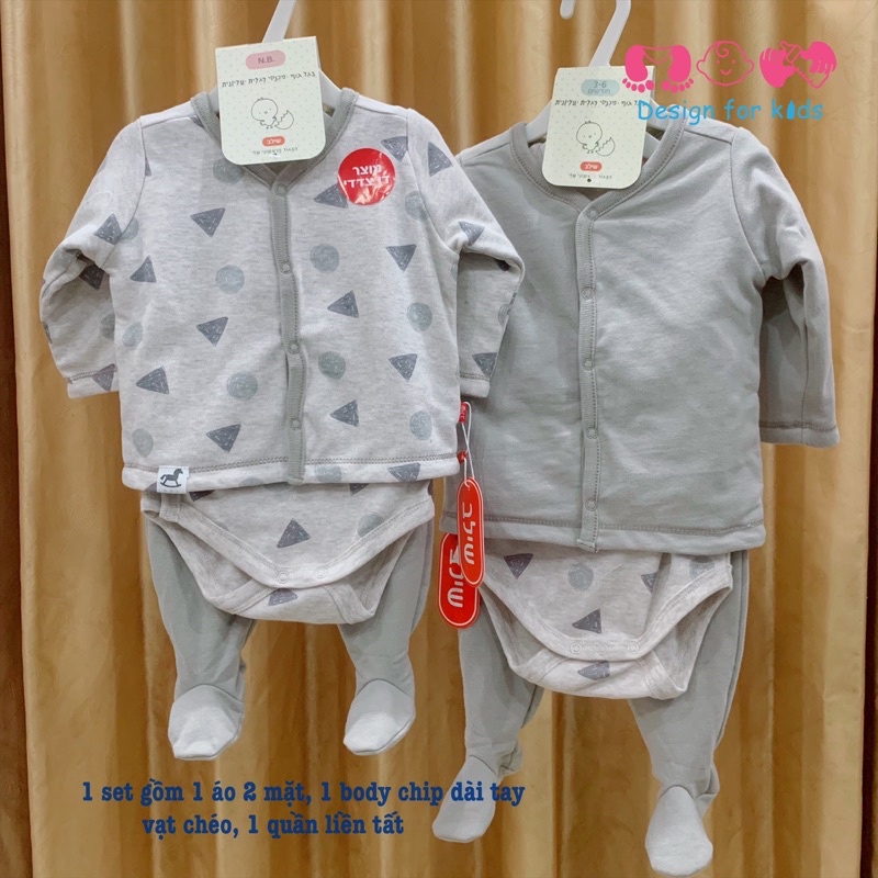 Áo khoác dùng 2 mặt, body chip dài tay vạt chéo MUJI xuất dư cho bé