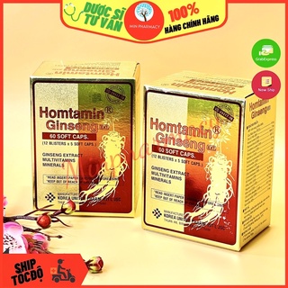 HOTAMIN GINSENG Chiết xuất nhân sâm, vitamin và khoáng chất Giảm Mệt Mỏi, Stress, Chán Ăn (Hộp 60 viên nang) – Minpharma