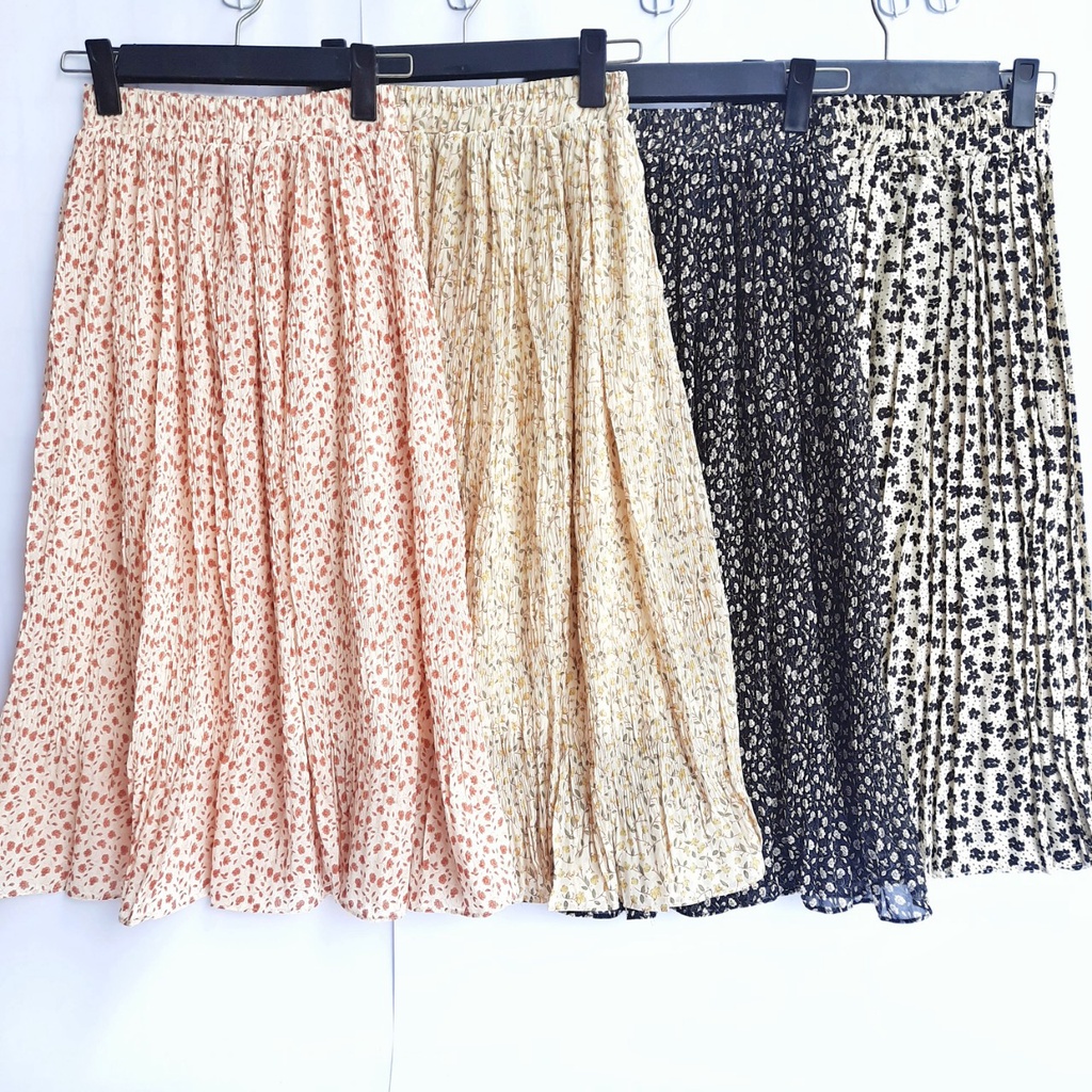 Chân váy dài hoa nhí vintage dáng xòe hàng QC cao câp ( ảnh thật) CVH055