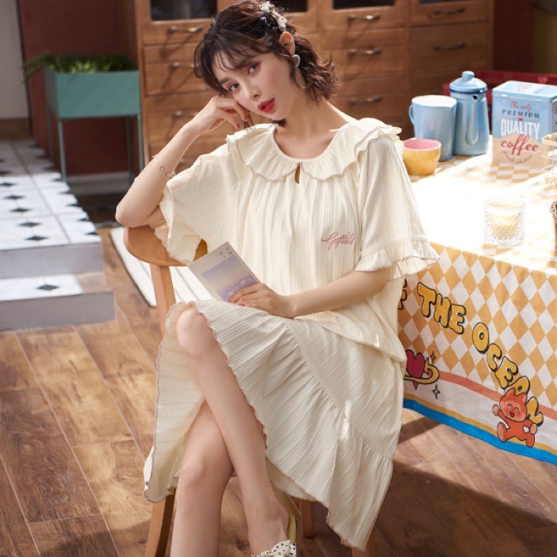 Váy ngủ pijama nữ ngắn tay nhiều màu | BigBuy360 - bigbuy360.vn