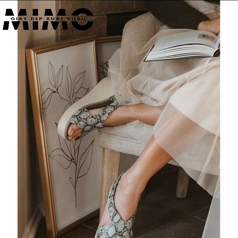 [Full box] - Sandal cao gót, sandal Cross Brooklyn 9p màu da beo sanh chảnh, êm nhẹ, bền đẹp cho nữ