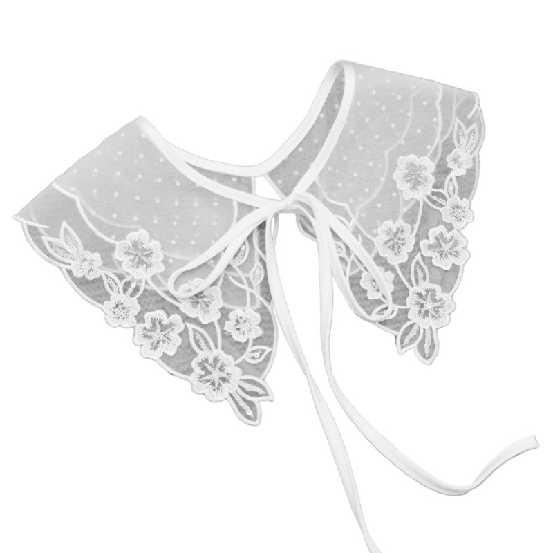 Cổ Áo Sơ Mi Giả Thêu Hoa Phối Ren Có Thể Tháo Rời Thời Trang Cho Nữ