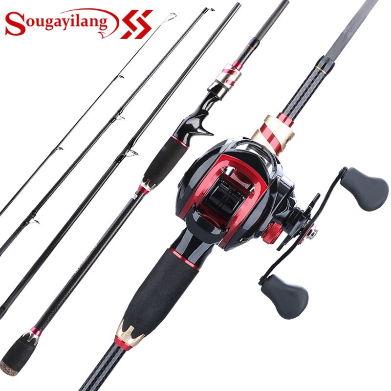 Bộ Cần Câu Và Máy Câu Cá Sougayilang Bằng Sợi Carbon 17 + 1bb 4 đoạn dài 1,8m / 2,1m tiện dụng