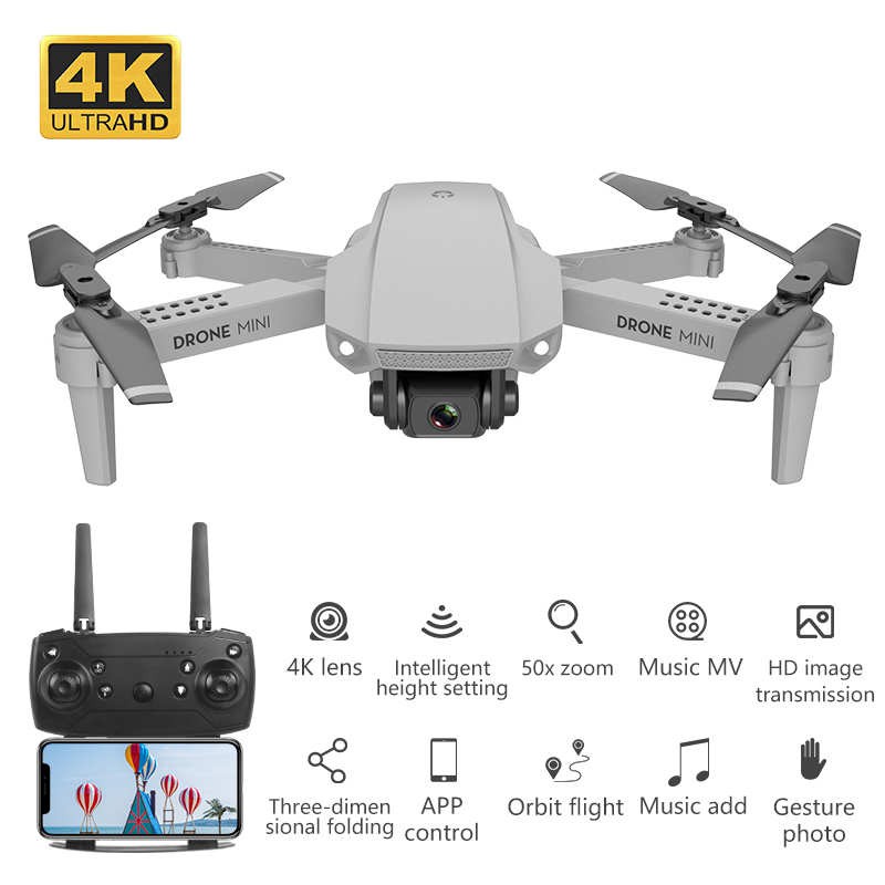 Flycam E88 Mini camera Full HD 4K bản 2021 tặng kèm balo đựng chống sốc truyền hình ảnh trực tiếp về điện thoại Wifi FPV