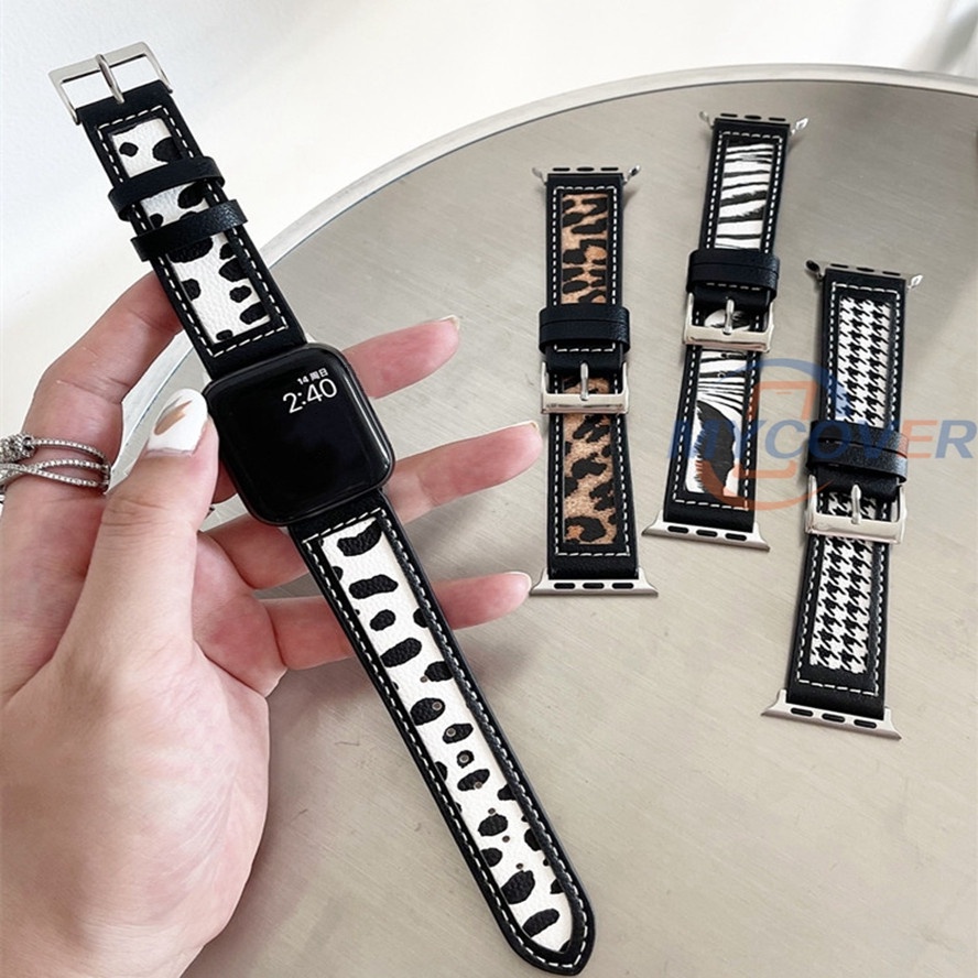 Dây Đeo Bằng Da Thay Thế Cho Đồng Hồ Thông Minh Series 7 6 SE 5 4 3 2 1 45mm 41mm 44mm 42mm 40mm 38mm