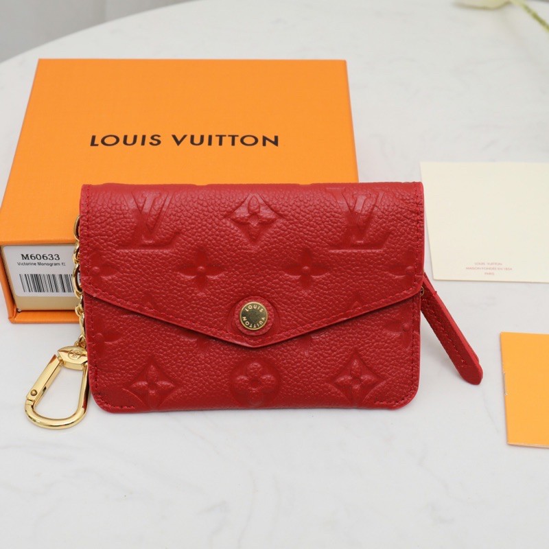 Ví ngắn mỏng có móc khoá treo cho nữ Louis Vuitton LV da thật cao cấp nhiều màu
