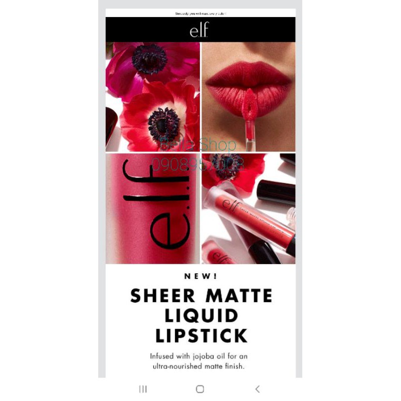 Son Elf Sheer Matte Liquid Lipstick màu BRIGHT POPPY. | BigBuy360 - bigbuy360.vn