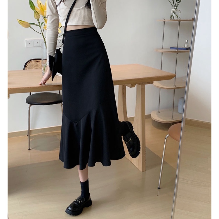 Chân váy midi chữ A eo cao phong cách mới trẻ trung nữ tính 48529