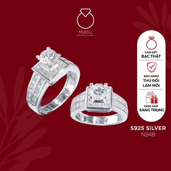 Nhẫn nữ bạc Ý S925 MiASJ N348 nạm đá cao cấp, sang trọng, lung linh