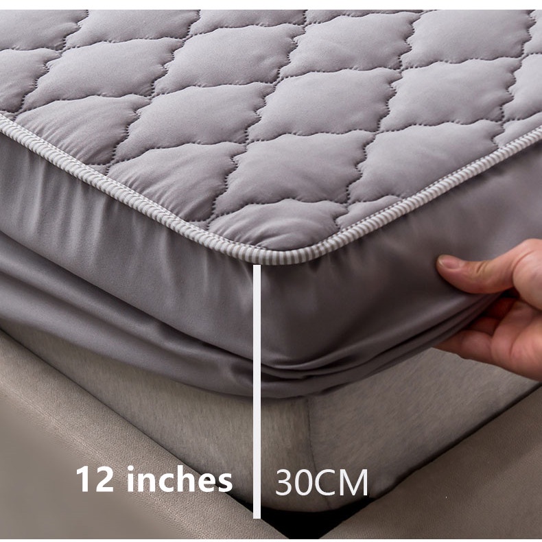100% không thấm nước khăn trải giường ga trải giường màu đặc Thiết kế làm dày và tăng chiều cao 25cm tấm không có áo gối 1m2 / 1m5 / 1m8
