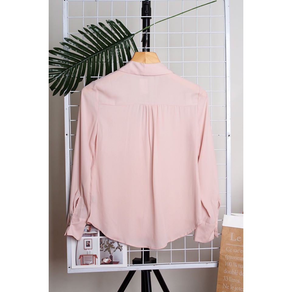 Áo sơ mi voan cổ V tay dài TIMING