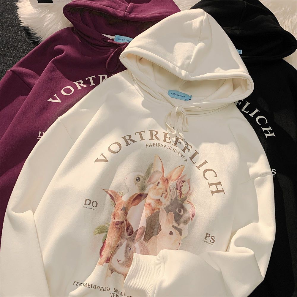 ÁO HOODIE FORM RỘNG IN HÌNH THỎ DỄ THƯƠNG ÁO NAM NỮ ĐẸP THU ĐÔNG 2022