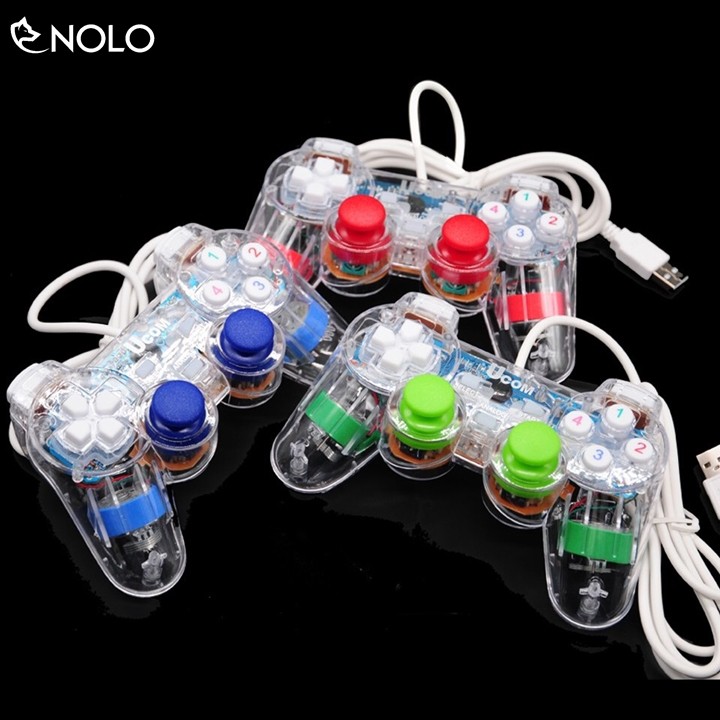 Tay Cầm Chơi Game Joypad Model M208 Cho Laptop Máy Tính Có Đèn Led Trong Suốt Có Rung Có Hỗ Trợ Win 10