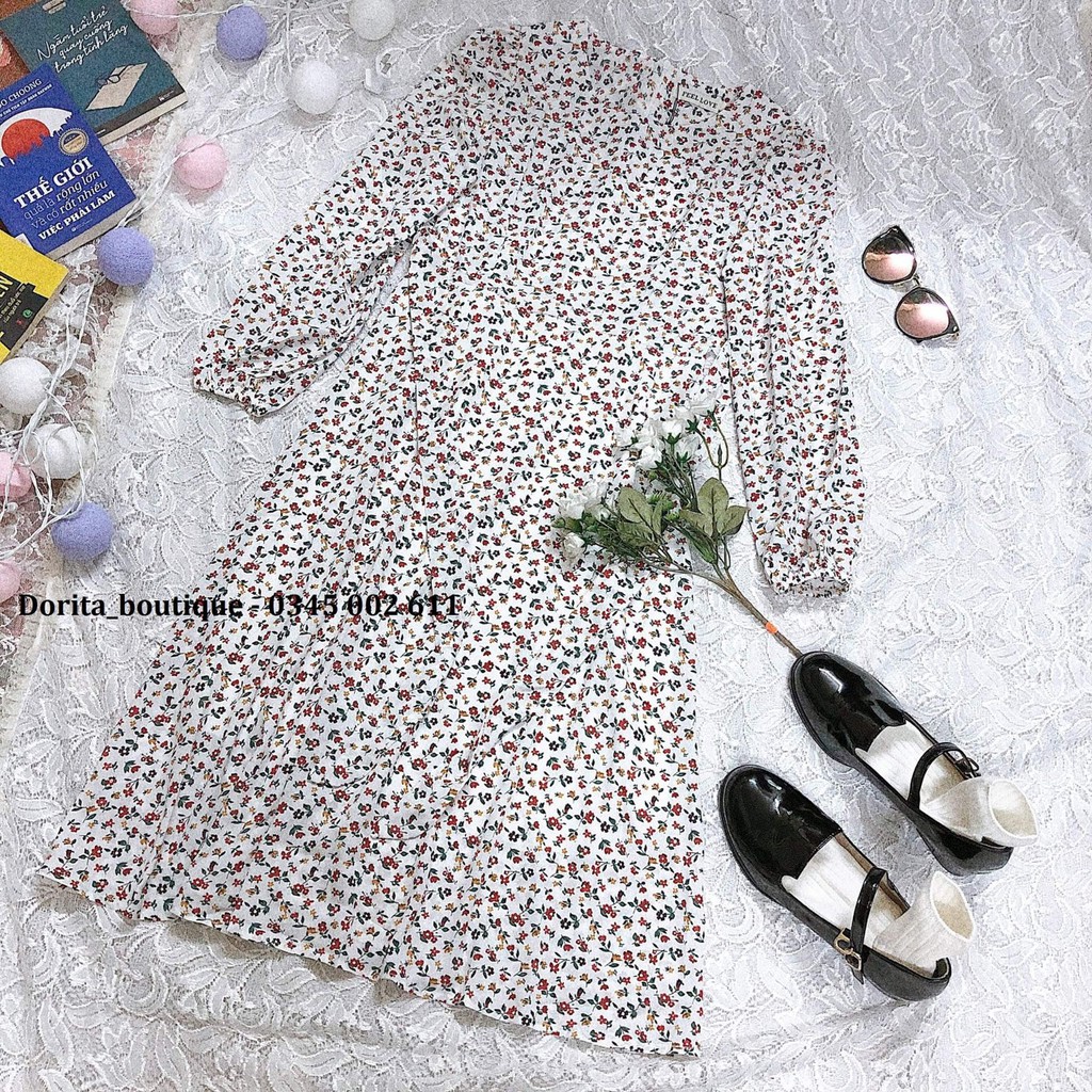 Váy hoa nhí dài tay nhiều màu, Đầm ullzang hoa nhí - Dorita Boutique