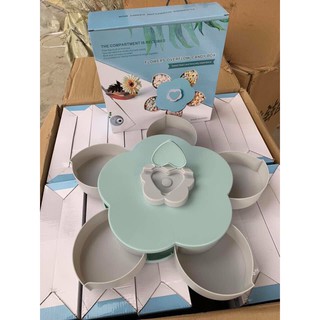 Khay mứt hoa tự xoay 5 cánh hàng đẹp có kệ điện thoại