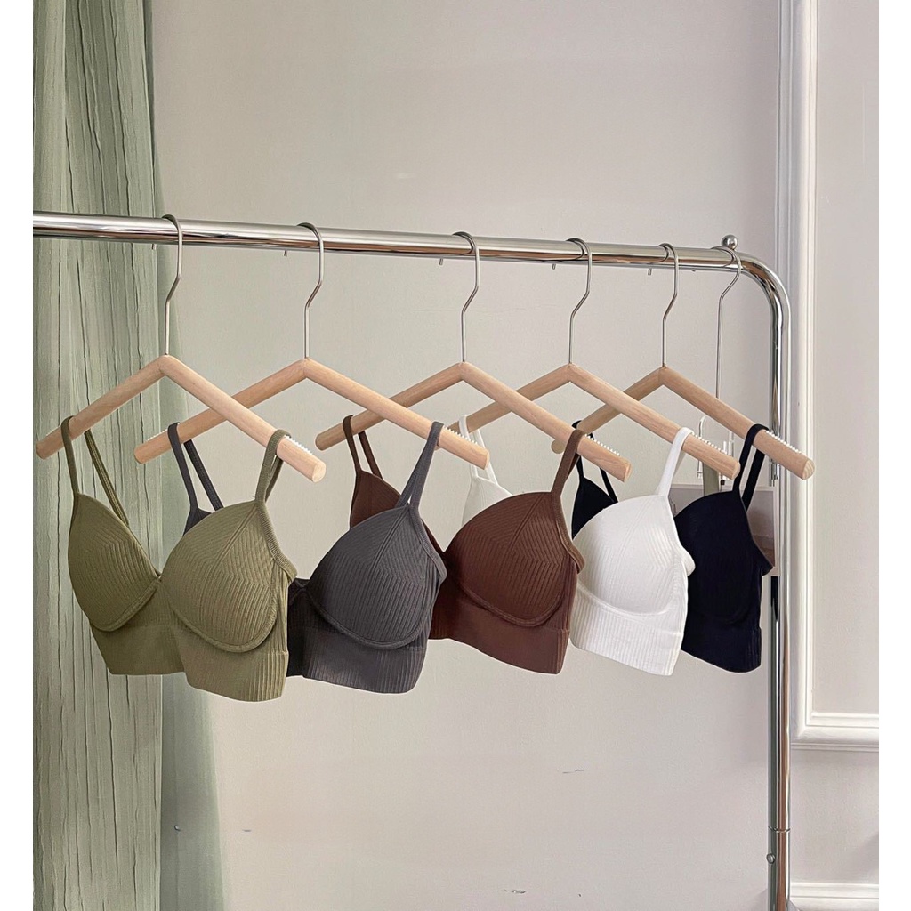 Áo Bra Cotton Tăm Dáng Lửng Hở Lưng Đệm Đẩy Ngực Tone Màu Siêu Hot 1866