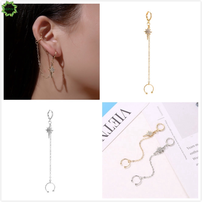 1 Khuyên Tai Tròn Đính Đá Lấp Lánh Phong Cách Hàn Quốc