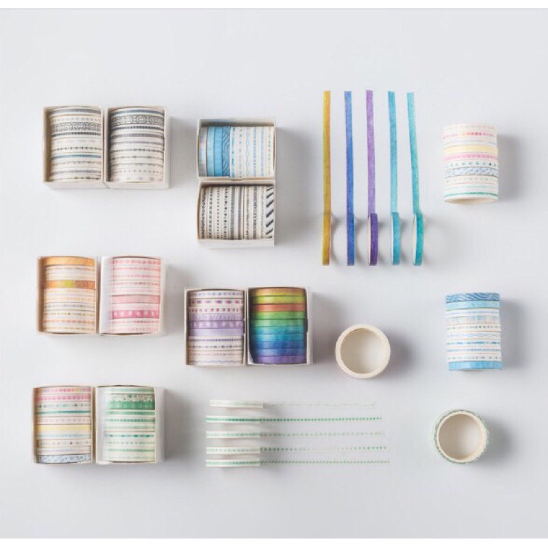 set 10 cuộn washi tape mini đáng yêu