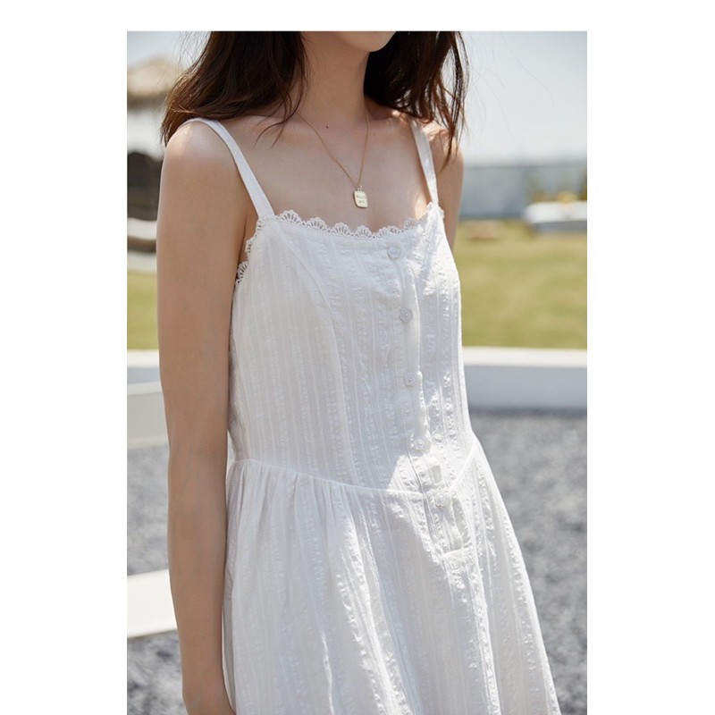 Váy trắng dài mùa hè Đầm Maxi hai dây thời trang dành cho nữ