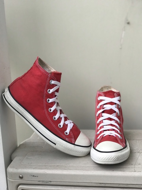 Giày converse real 2 hand màu đỏ cổ cao, size 37.5 chân vừa 24 cm