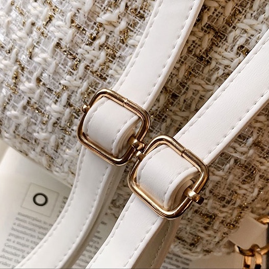 SẴN - Balo nữ thời trang vải dạ tweed cao cấp Ulzzang đeo nhiều kiểu  - T01