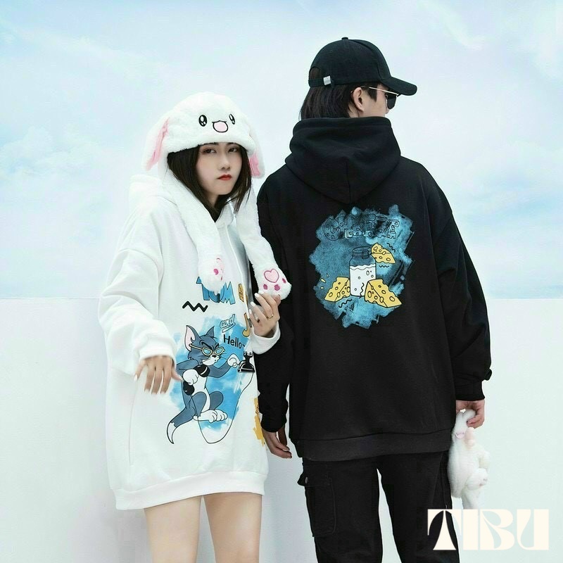 Áo hoodie nam nữ Tom &amp; Jerry Form Rộng, Áo Hoodie Unisex Form Rộng Nhiều Màu
