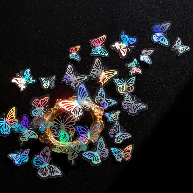 Set 30 Sticker Mạ Vàng Hình Bướm Chống Thấm Nước Dùng Trang Trí Sổ Tay DIY