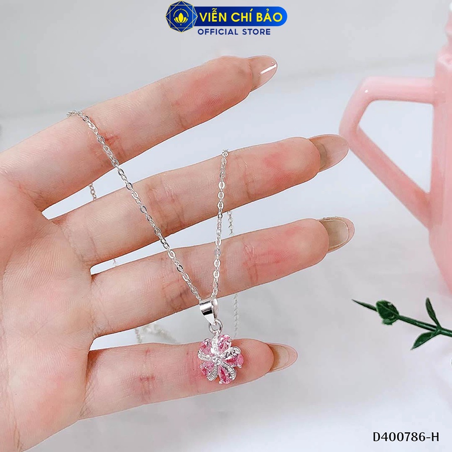 Dây chuyền bạc nữ mặt hoa bách nhật - Hồng chất liệu bạc 925 thời trang phụ kiện trang sức viễn Chí Bảo D400786-H