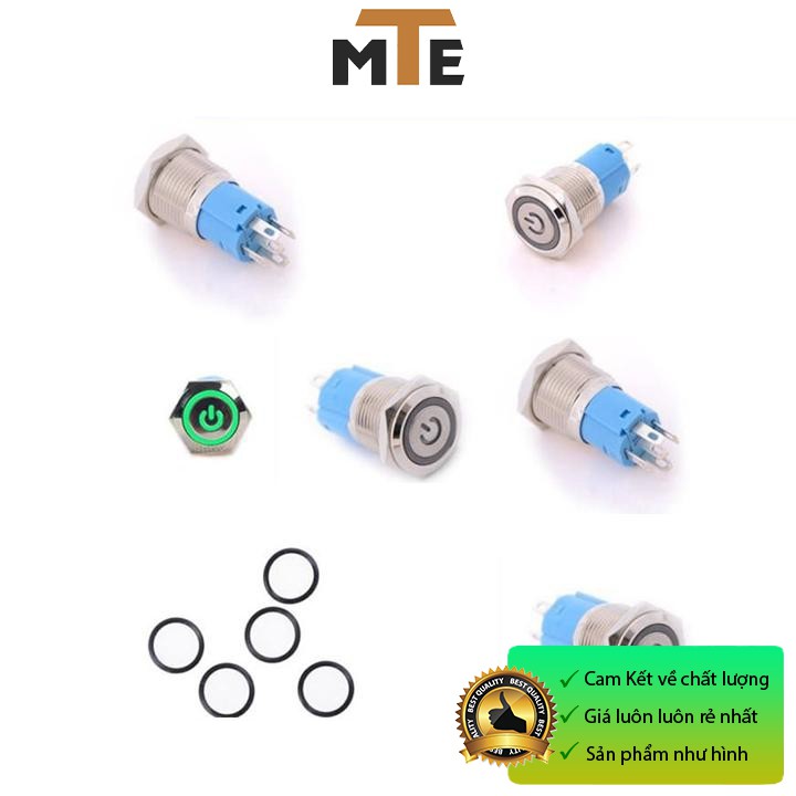 Nút nhấn giữ - nút nguồn có led 16mm 12V Xanh, Đỏ