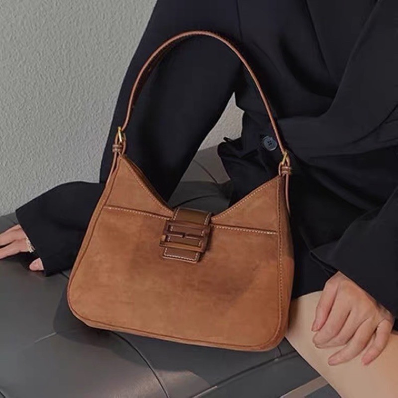 Túi xách nữ kẹp nách túi đeo chéo da lộn vintage đeo hai kiểu