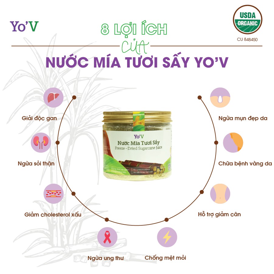  Nước Mía Tươi Sấy Yo'V Vinamit 200g Nước Mía Thật Hương Vị Thật