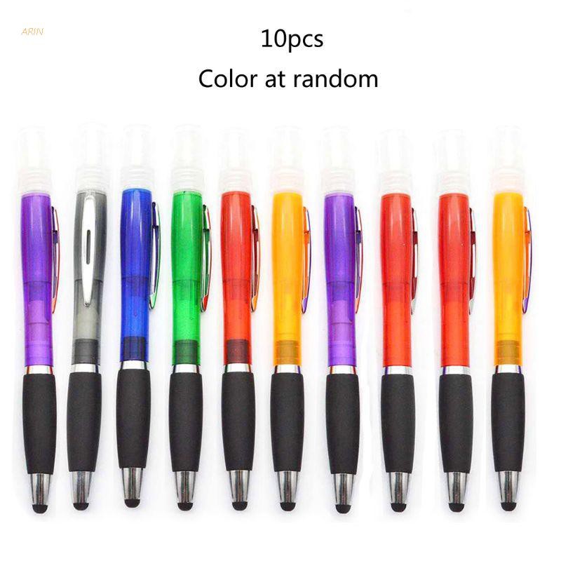 ARIN 10Pcs 3 in 1 Empty Refillable Perfume Bottles Spray Ballpoint Pen Alcohol Spray Mister Gel Pens Touch Screen Stylus Pen