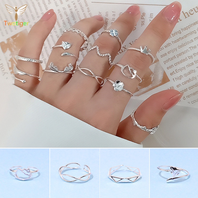 Nhẫn hợp kim màu bạc thiết kế đơn giản thời trang cho nữ