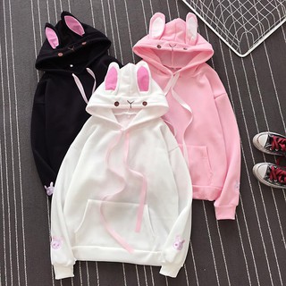 [Nhập WASIPN giảm 30K cho đơn 150K] áo hoodie tai thỏ màu hồng dễ thương