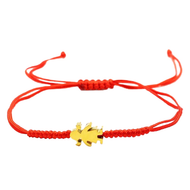 Vòng Tay Bện Dây Đỏ May Mắn Bằng Thép Không Gỉ Dễ Thương Cho Bạn Gái